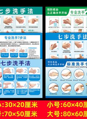 七步洗手法墙贴纸防水海