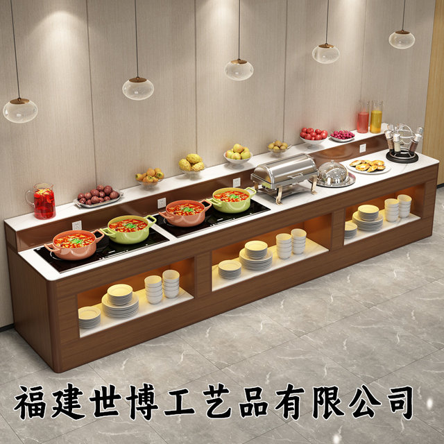 High-end hotel breakfast tablebufei insulation stove school hosting canteen restaurant single sided against wall buffet booth