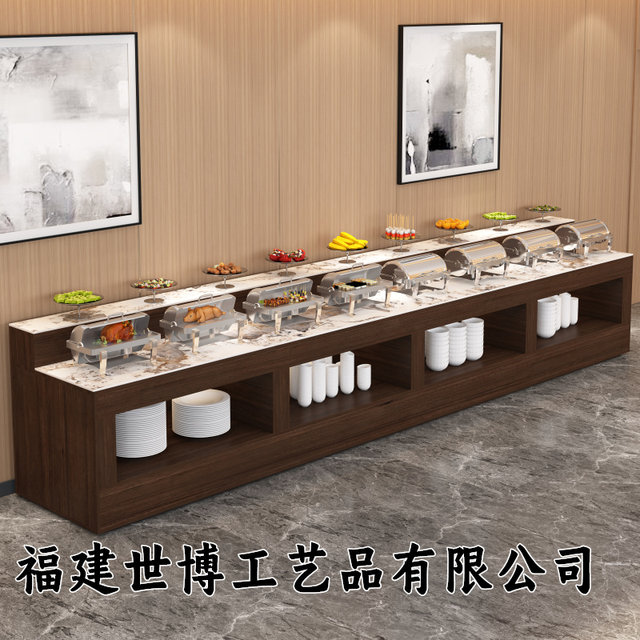 High-end hotel breakfast table Buffy Terrace restaurant school unit canteen wall-mounted single-sided buffet table dish placement