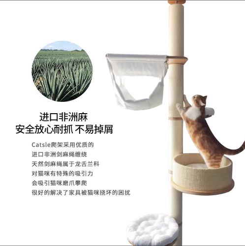 catsle猫抓柱猫爬架夏季实木豪华猫窝猫树通天柱一体大型猫咪用品 - 图1