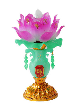 包邮普通莲花灯供灯荷花灯家用供奉观音菩萨塑料插电长明灯一对