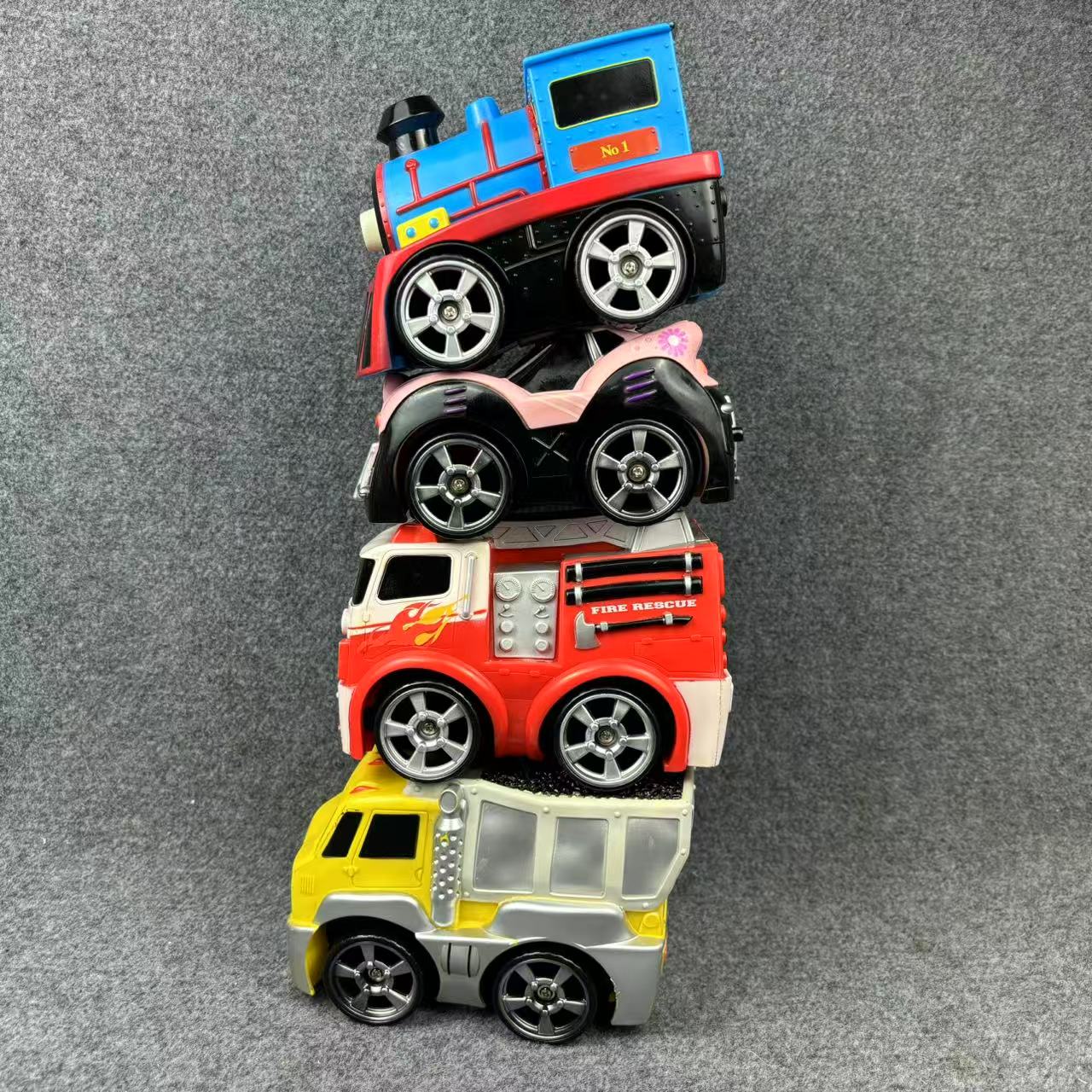 外单出口儿童玩具车软胶壳消防车校车耐碰耐摔玩不坏 - 图1