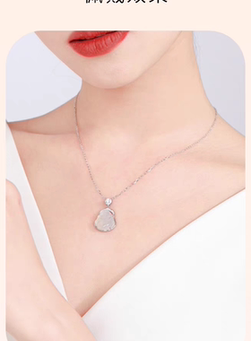 纯银玉髓佛公弥勒佛吊坠玉坠项链女轻奢小众不掉色送闺蜜生日礼物