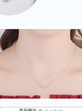 纯银小鹿角日韩风颈链饰品吊坠