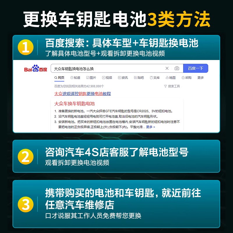 进口原装松下CR2032/CR2025/CR2016汽车钥匙遥控器纽纽扣电池3V钮扣式电子适用现代丰田奥迪大众奔驰日产起亚 - 图2