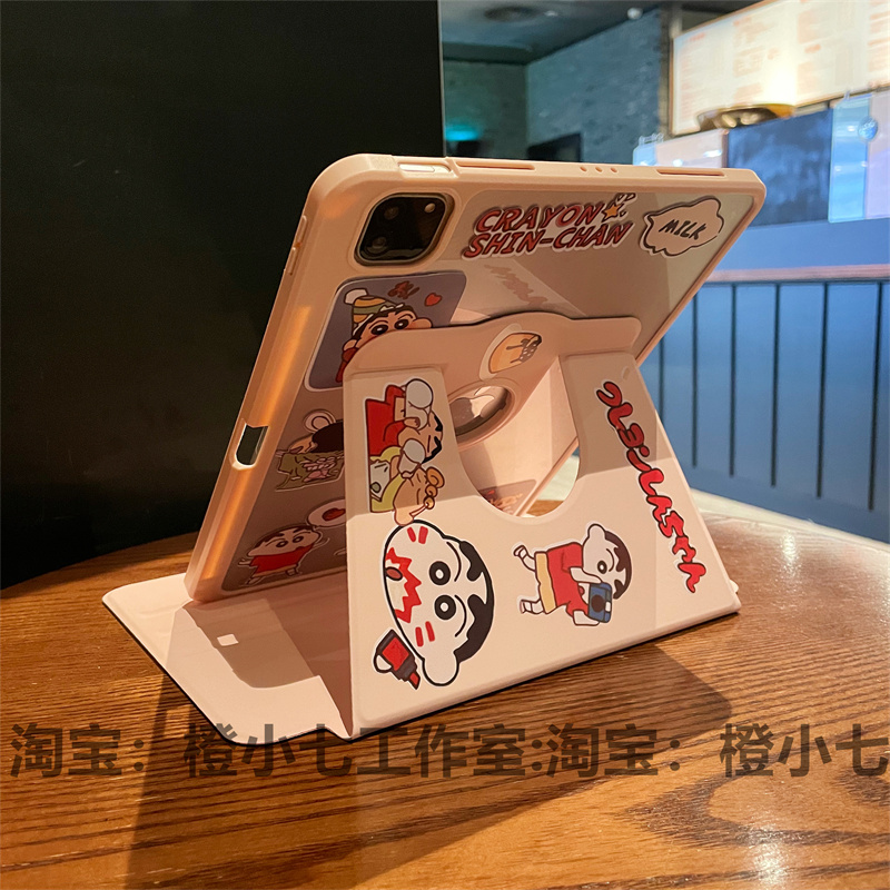 360度旋转亚克力笔槽适用苹果iPad9/8/7保护套透明10代10.9寸2023新款10.2/9.7防摔pro11防弯air543硬壳mini6 - 图1