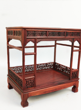 实木雕明清微型家具模型床仿古家居装饰工艺品中式迷你木质小摆件