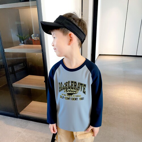 27kids品牌外贸童装韩版春季新款男孩打底纯棉长袖T恤宝宝衣服ins - 图1