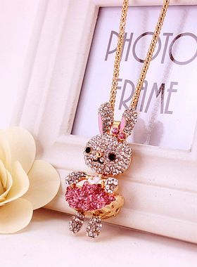 儿童毛衣链女可爱动物小兔子项链