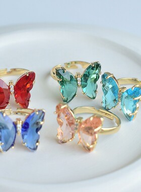 儿童蝴蝶戒指开口可调节女童手饰