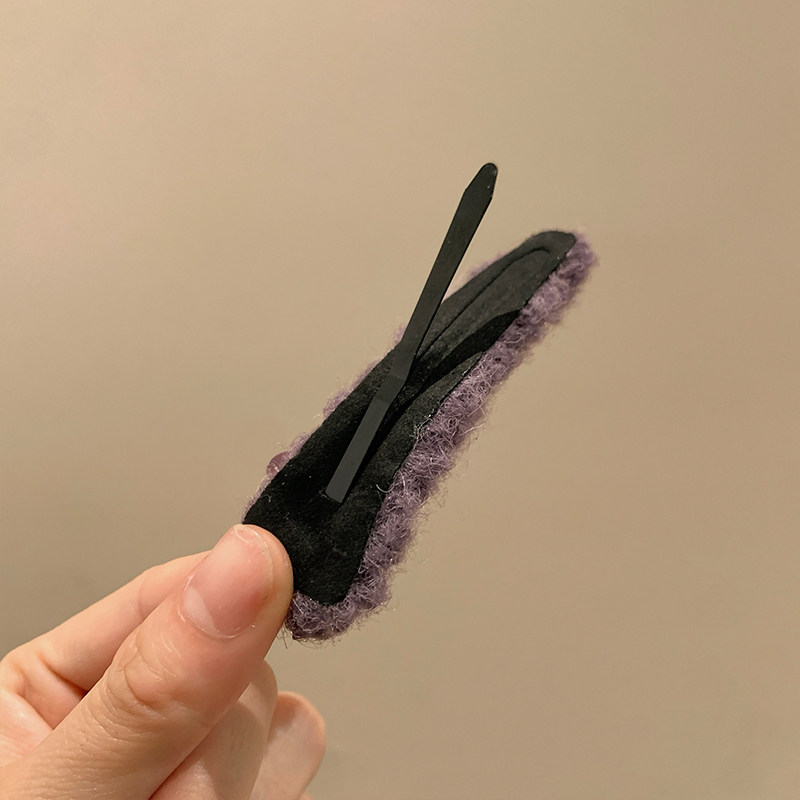 一对装~紫色毛绒KT蝴蝶结发夹女甜美前额碎发BB夹侧边刘海夹边夹,淘宝优惠券,粉丝福利购,淘宝优惠卷