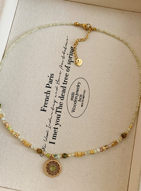 夏季天然石水晶串珠吊坠项链女2025新款高级感轻奢小众锁骨链颈链