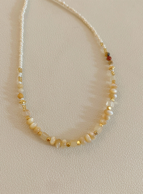 极细小米珠天然石串珠项链女款2025新款高级感轻奢小众锁骨链颈链