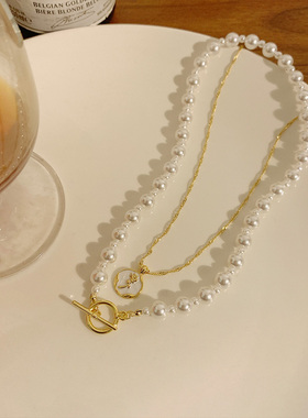 珍珠女法式双层高级项链好货上新