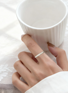 S925纯银拉丝磨砂戒指女简约素圈