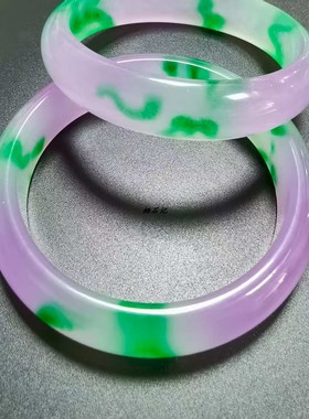 天然石英玉冰种飘花时尚宽版手镯