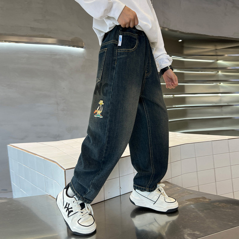 男童加绒裤子儿童牛仔裤一体绒春秋款2025新款中大童长裤加厚男孩,淘宝优惠券,粉丝福利购,淘宝优惠卷