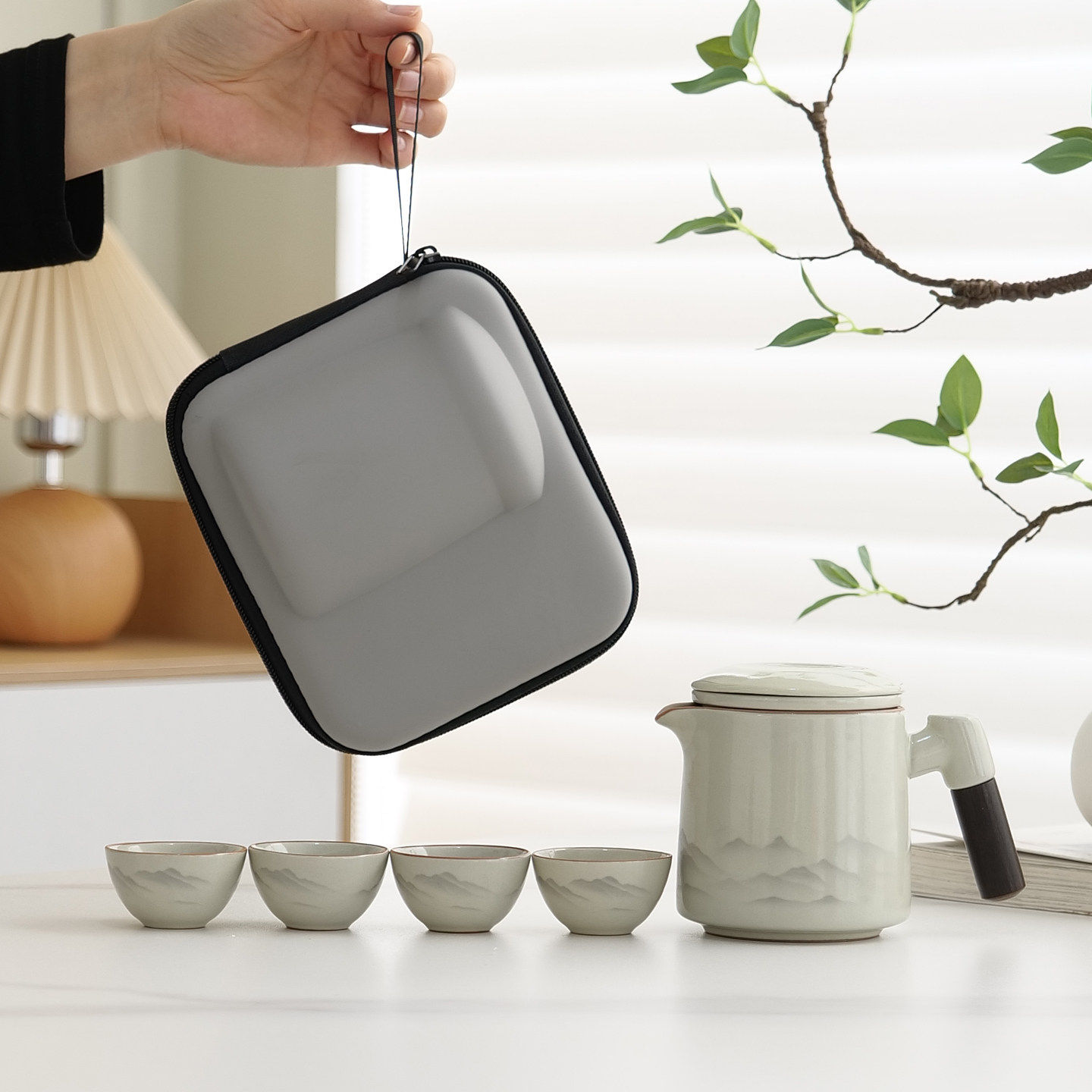 Ru kiln portable tea set set to carry on the go