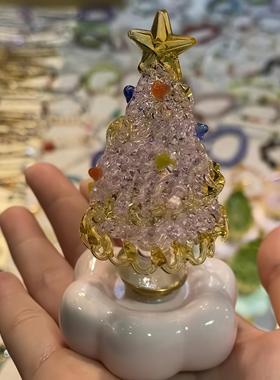 景德镇旋转圣诞树摆件带底座陶瓷琉璃装饰品创意高颜值圣诞节礼物