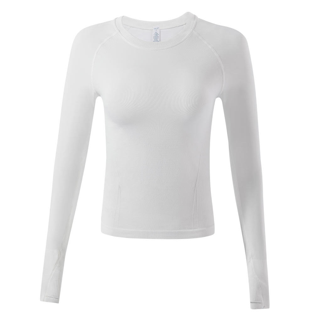 秋冬白色瑜伽服长袖修身t恤女普拉提训练服套装跑步运动健身上衣,淘宝优惠券,粉丝福利购,淘宝优惠卷