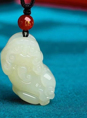 天然和田玉貔貅吊坠情侣项链