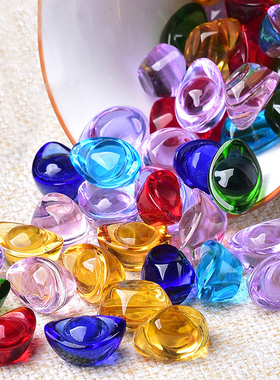 彩色水晶元宝聚宝盆摆件装饰