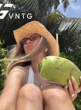 VNTG墨镜玳瑁复古少女感缪系ins风蝶形小框精致uv400太阳眼镜