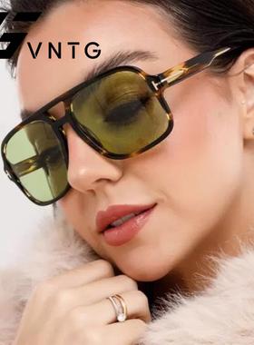 复古黄绿片双粱t字欧美风墨镜