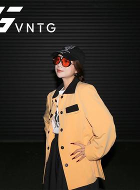 网红同款大框蛤蟆镜复古橘黄墨镜