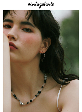 石头吸铁石前扣日系风项链