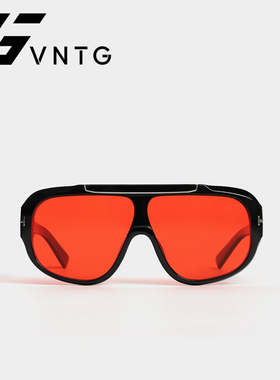 VNTG墨镜大框滑雪镜面具感显脸小防紫外线uv400御姐黑红太阳眼镜
