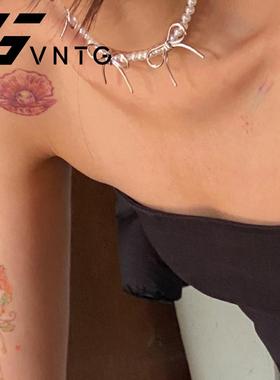 可爱百搭蝴蝶结日韩气质串珠项链