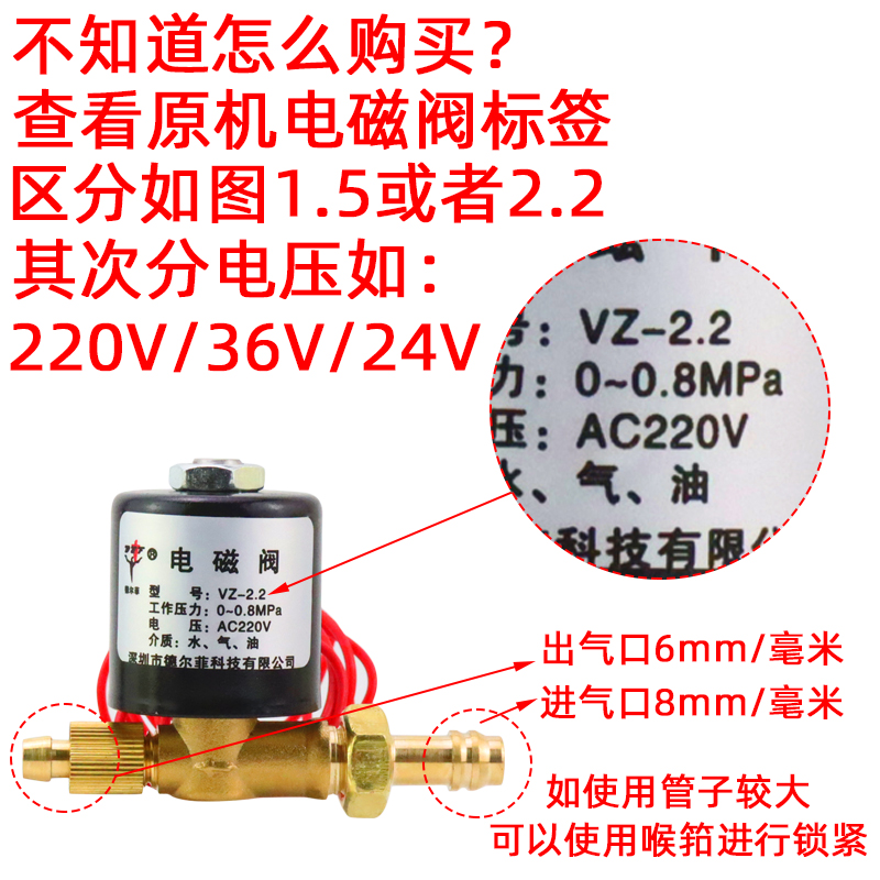 氩弧焊电磁阀气阀VZ1.5 2.2AC220V DC24V AC36V DC220V焊机电磁阀 - 图0