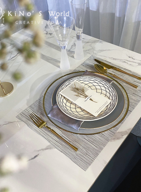 极简风黑白灰色餐盘组合会所摆件