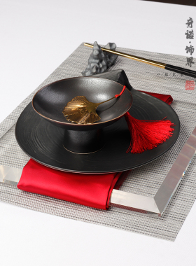 新中式风碗筷私人会所软装饰品