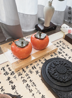 新中式风组合会所玄关石狮装饰品