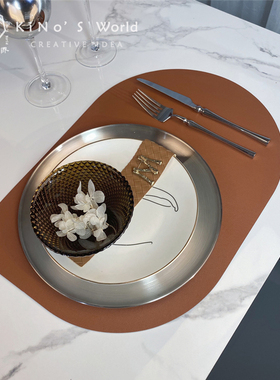 轻奢西餐具套装北欧样板房间软装样品房餐桌摆台咖色餐垫餐盘组合
