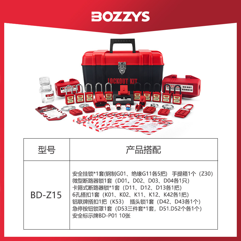 BOZZYS专业工业设备安全锁具组合套装上锁挂牌loto能量隔离BD-Z15