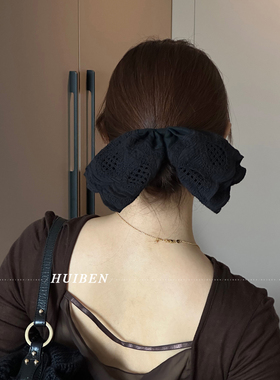 法式浪漫燕麦色手作刺绣发圈发夹