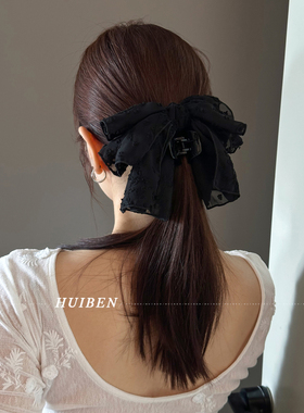 超出片极简超仙蝴蝶结纱纱抓夹女