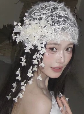 新中式新娘头饰复古气质白色铃兰花发夹国风晨袍旗袍礼服结婚发饰