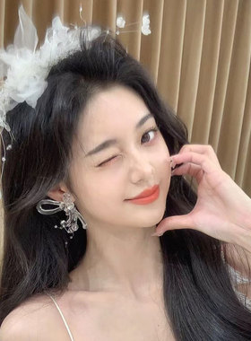 超仙新娘水晶森系结婚婚纱耳环耳饰仙美大气高级感简约复古造型
