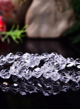 天然白水晶钻石面手链