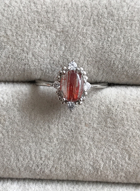 天然活口镀银镶嵌水晶饰品戒指