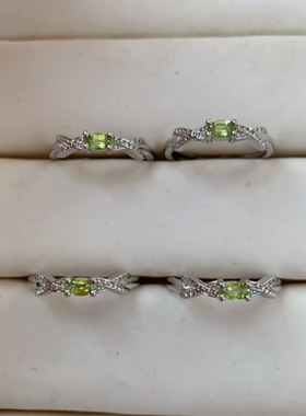 天然橄榄石戒指女款白铜托活口甜美简约百搭时尚饰品一件和十件价