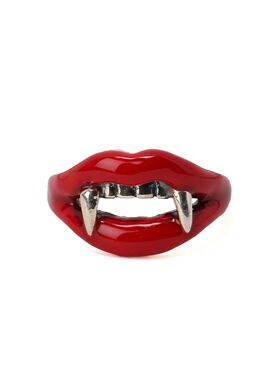 TOP-YAMAMOTO创意吸血鬼牙齿造型戒指红色个性千禧风指环