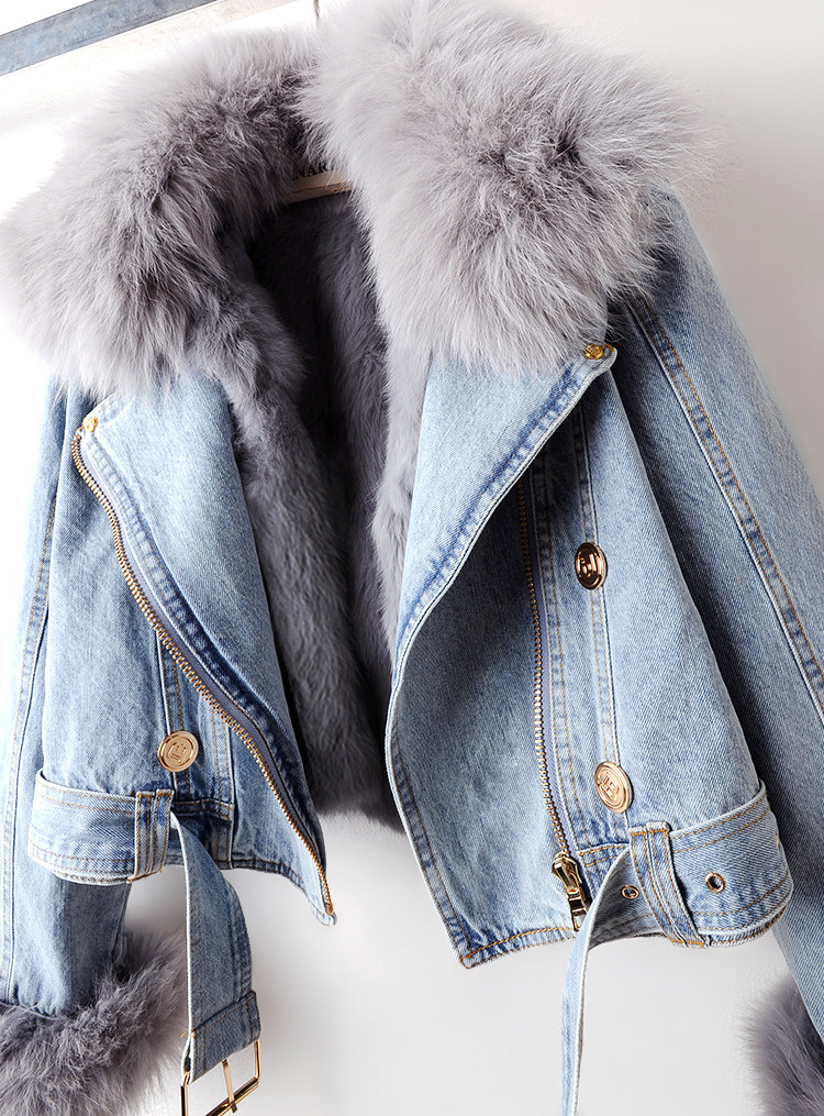2025秋冬新款狐狸毛领兔毛内胆时髦小个子牛仔外套女短款上衣夹克,淘宝优惠券,粉丝福利购,淘宝优惠卷