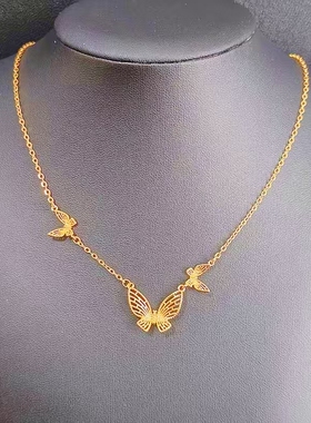 铜镀24K黄金女式蝴蝶项链