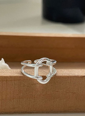 夸张冷淡风925纯银几何戒指2021流行素银色食指戒女轻奢百搭