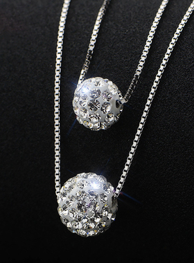 双层个性百搭钻球新娘晚礼服项链